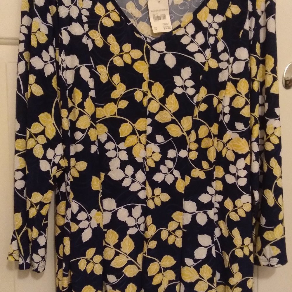 NWT Cato’s Size 3x ¾ Sleeve Navy, White & Yellow
